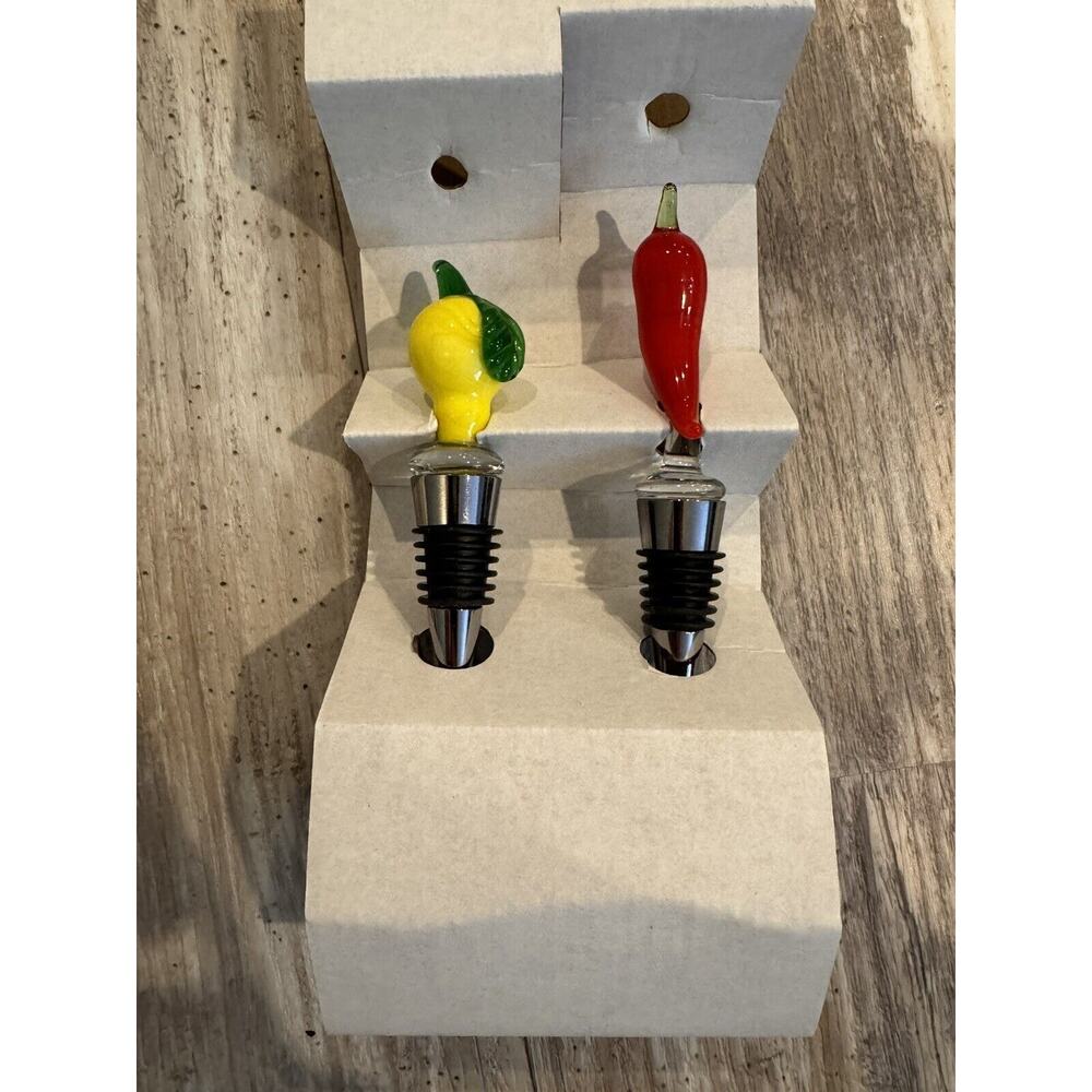 sandralexandra - Lemon & Chili Glass Bottle Stoppers Set of Two New in Box